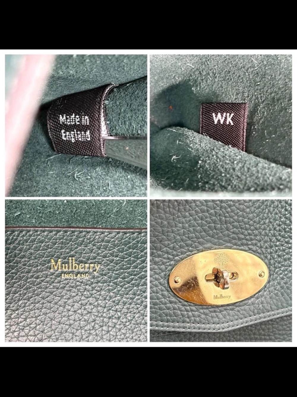 Mulberry Dark Teal Pebbled Leather Satchel with Braided Top Handle - Picture 9 of 11